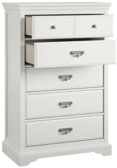 Bristol Traditional 5 Drawer Dresser with Elegant Moldings and Pewter Pulls