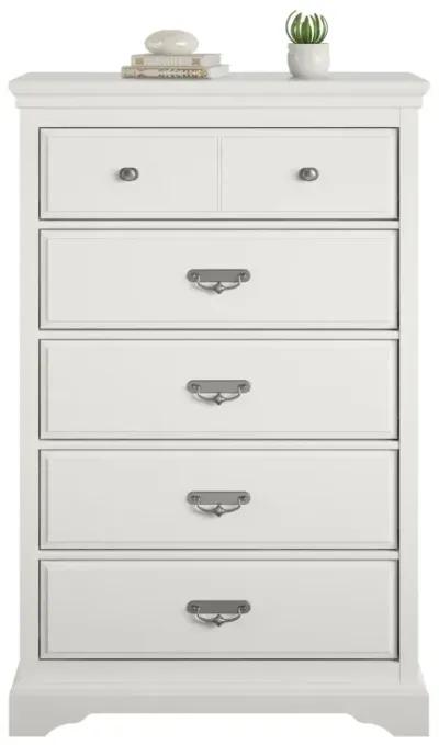 Bristol Traditional 5 Drawer Dresser with Elegant Moldings and Pewter Pulls