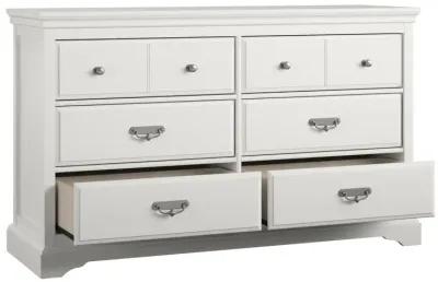 Bristol Traditional 6 Drawer Dresser with Elegant Moldings and Pewter Pulls