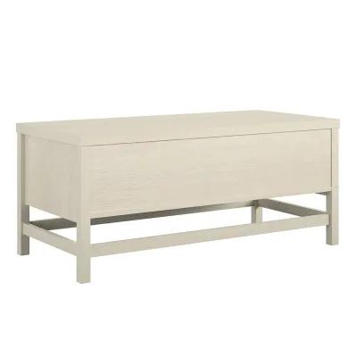 Lennon Coffee Table with Faux Rattan and Sliding Door