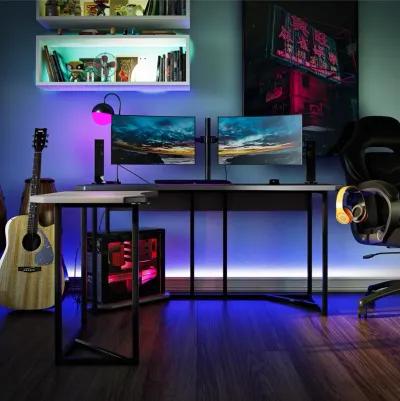 Quest Gaming Reversible L Desk with CPU Stand and Wire Management System