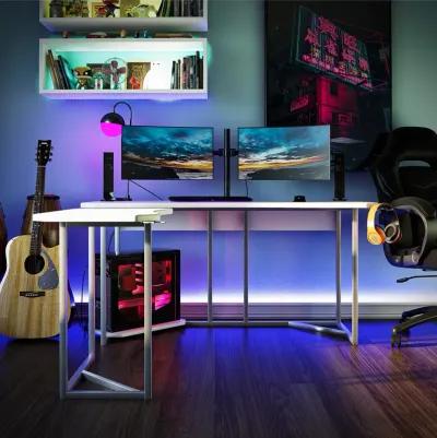 Quest Gaming Reversible L Desk with CPU Stand and Wire Management System