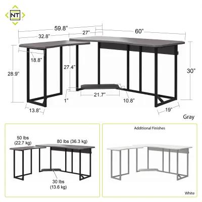 Quest Gaming Reversible L Desk with CPU Stand and Wire Management System