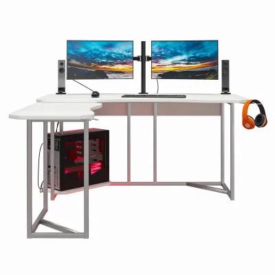 Quest Gaming Reversible L Desk with CPU Stand and Wire Management System