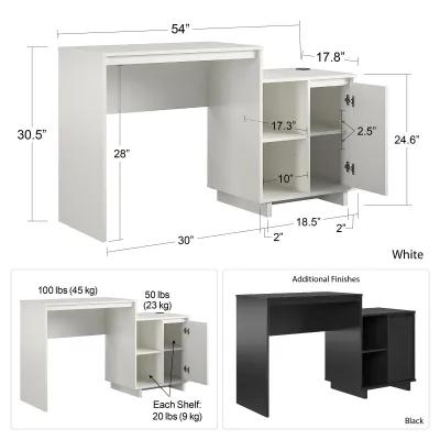 Ravelston Computer Desk and Cabinet Combo with Wireless Charging Port