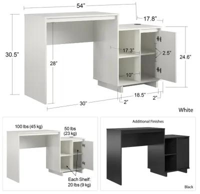 Ravelston Computer Desk and Cabinet Combo with Wireless Charging Port