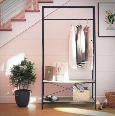 Drexel Closet Storage Rack with 2 Open Shelves and Large Hanging Rod