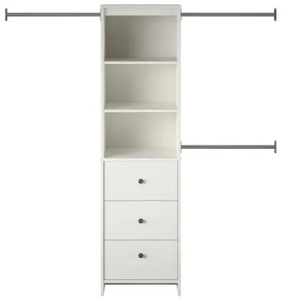 Beckett Closet Storage Organizer with 3 Clothing Rods, 3 Shelves and 3 Drawers