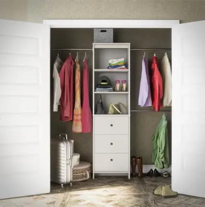 Beckett Closet Storage Organizer with 3 Clothing Rods, 3 Shelves and 3 Drawers