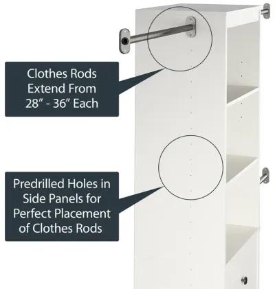 Beckett Closet Storage Organizer with 3 Clothing Rods, 3 Shelves and 3 Drawers