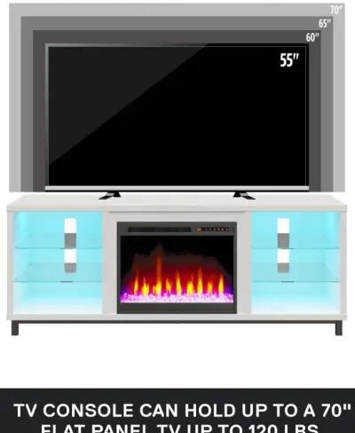 Lumina Fireplace TV Stand for TVs up to 70 Inch with 7 Color LED Lights