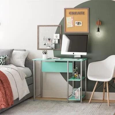 Meridian Metal Computer Desk With 2 Side Storage Shelves