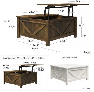 Farmington Lift-Top Coffee Table with Hidden Storage Inside