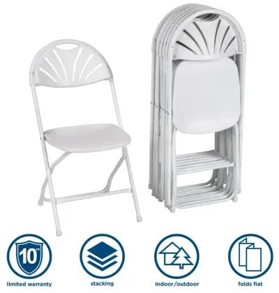 Commercial Fan Back Plastic Folding Stacking Chairs, Set of 8