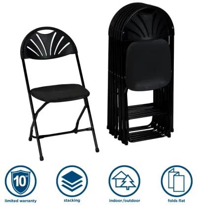 Commercial Fan Back Plastic Folding Stacking Chairs, Set of 8