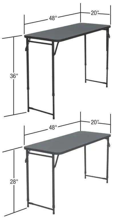 20 Inch x 48 Inch Adjustable Plastic Top Serving Folding Table