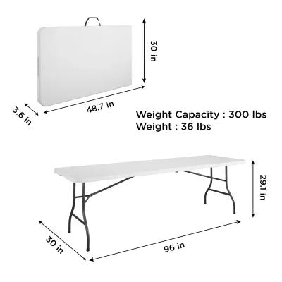 8 ft Fold-in-Half Banquet Folding Table with Handle