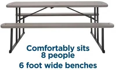 Outdoor 6 Foot Folding Picnic Table, Comfortably Seats 8 People