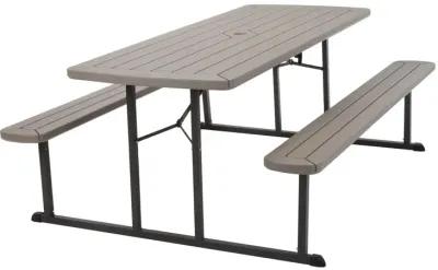 Outdoor 6 Foot Folding Picnic Table, Comfortably Seats 8 People