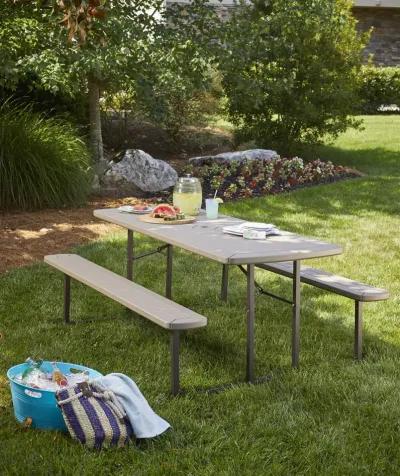 Outdoor 6 Foot Folding Picnic Table, Comfortably Seats 8 People