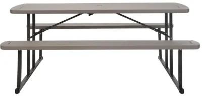 Outdoor 6 Foot Folding Picnic Table, Comfortably Seats 8 People