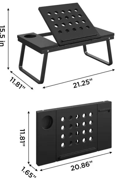 Folding Adjustable Laptop Activity Tray with Cup and Electronic Device Holder