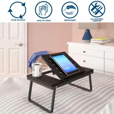 Folding Adjustable Laptop Activity Tray with Cup and Electronic Device Holder