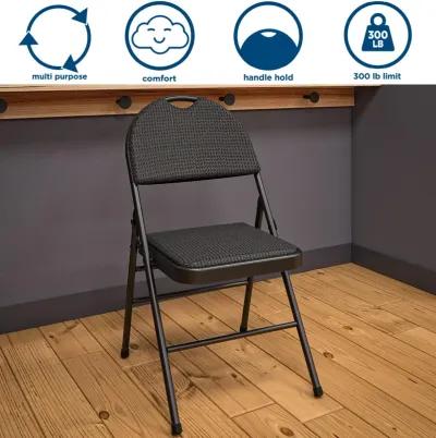 Fabric Padded Metal Triple Braced Folding Chair, Set of 4