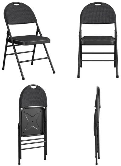 Fabric Padded Metal Triple Braced Folding Chair, Set of 4