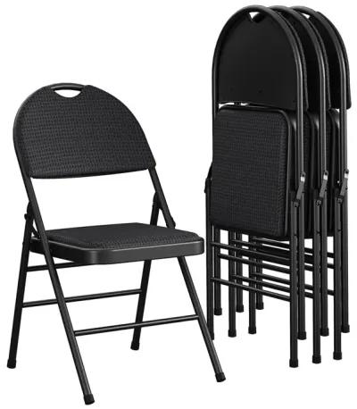 Fabric Padded Metal Triple Braced Folding Chair, Set of 4