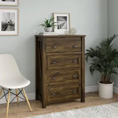 Farmington 4 Drawer Rustic Farmhouse Dresser with Linen Interiors