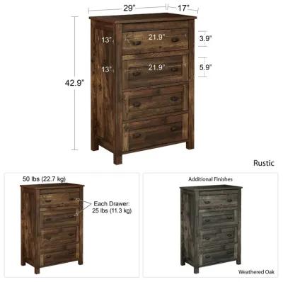 Farmington 4 Drawer Rustic Farmhouse Dresser with Linen Interiors