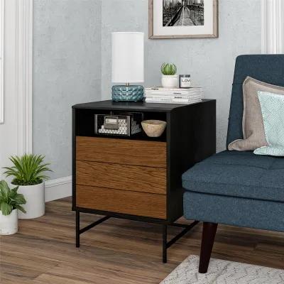 Reznor End Table with Open and Concealed Storage and Metal Frame