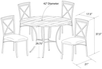 5 Piece Dining Table Set with Faux Marble Top and Metal Frame