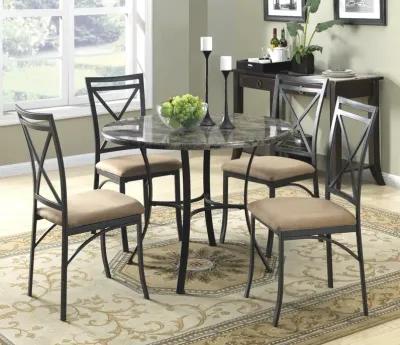 5 Piece Dining Table Set with Faux Marble Top and Metal Frame