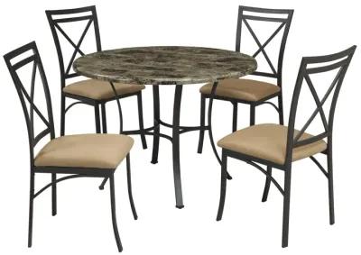 5 Piece Dining Table Set with Faux Marble Top and Metal Frame