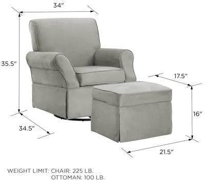 Kelcie Swivel Glider Chair and Ottoman Set with Solid Wood Frame