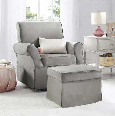 Kelcie Swivel Glider Chair and Ottoman Set with Solid Wood Frame