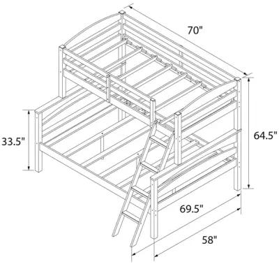 Brady Twin over Full Wooden Bunk Bed Frame with Ladder