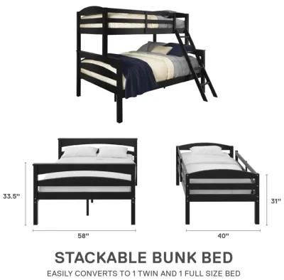 Brady Twin over Full Wooden Bunk Bed Frame with Ladder