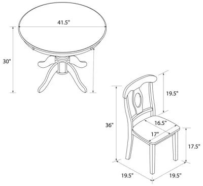 Aubrey 5 Piece Traditional Pedestal Round Dining Table and Chairs Set