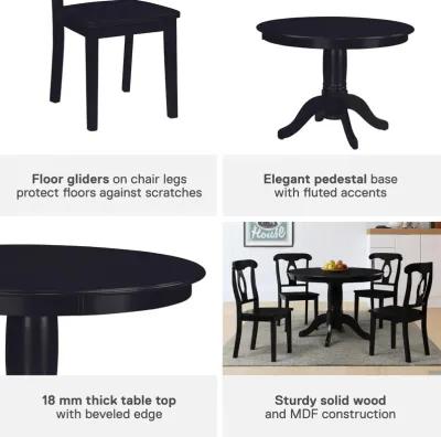 Aubrey 5 Piece Traditional Pedestal Round Dining Table and Chairs Set