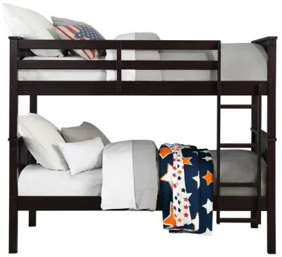 Dylan Wooden Twin over Twin Bunk Bed with Wood Slats