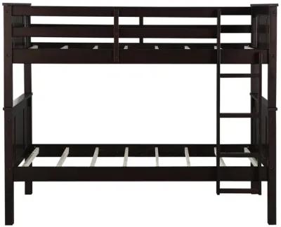 Dylan Wooden Twin over Twin Bunk Bed with Wood Slats