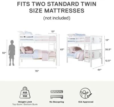 Dylan Wooden Twin over Twin Bunk Bed with Wood Slats