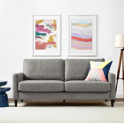 Kaci Contemporary Upholstered Linen Sofa with Wood Legs