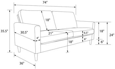 Kaci Contemporary Upholstered Linen Sofa with Wood Legs