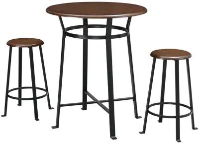 Montgomery Industrial 3-Piece Dining Set with Circular Table and 2 Bar Stools