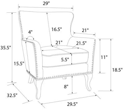 Reva Upholstered Club Accent Chair with Nail Head Trim