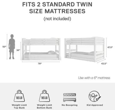 Sierra Twin over Twin Wood Bunk Bed, Converts into 2 Twin Beds